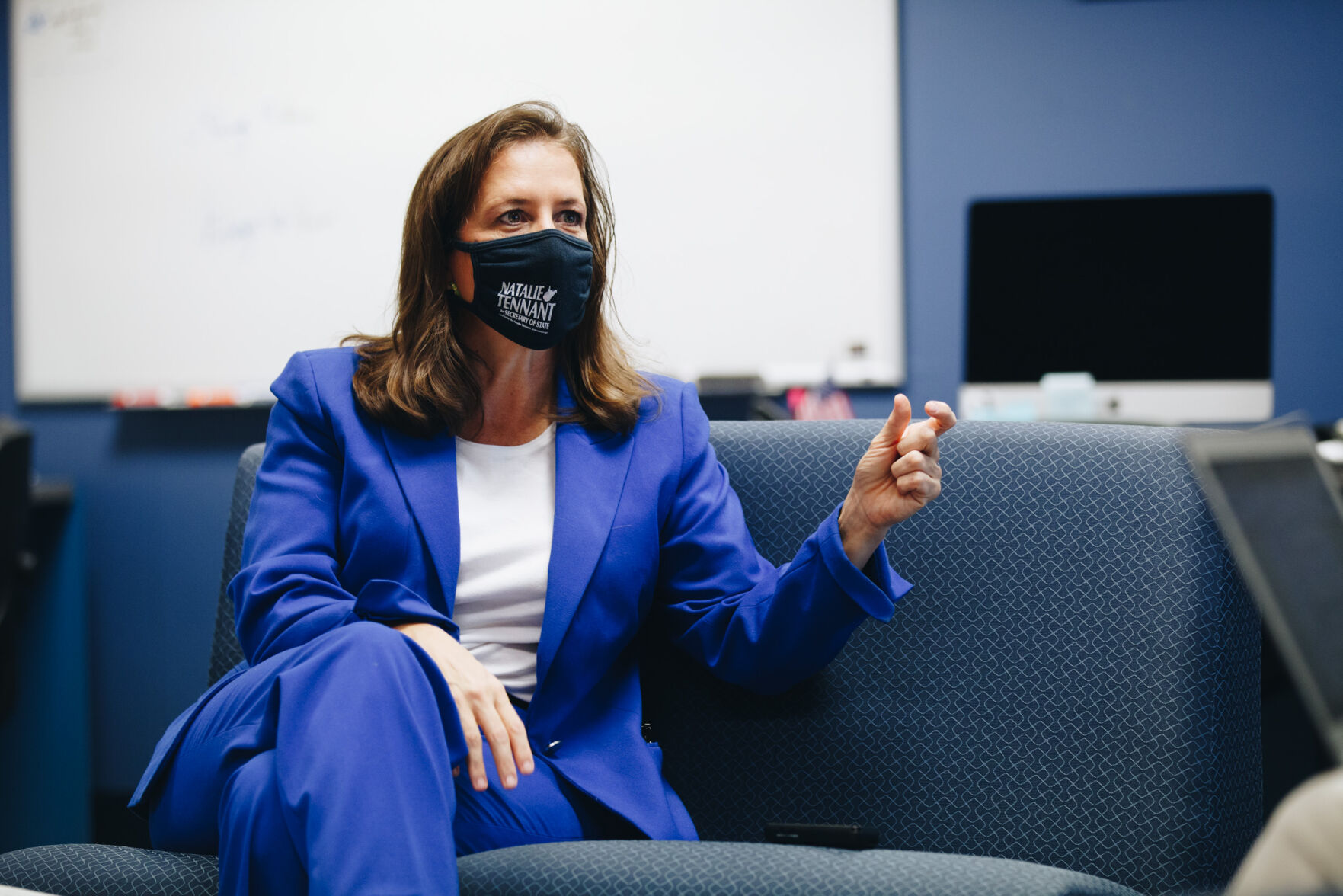 Democratic candidate for West Virginia Secretary of State Natalie Tennant speaks to the Daily Athenaeum in the newsroom on September 17, 2020.